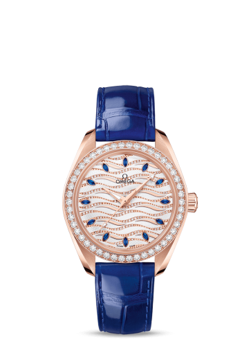 Omega Seamaster Aqua Terra 150M Master Chronometer 34 Sedna Gold / Diamond / Wave Sapphire / Alligator